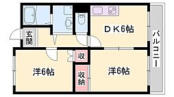 アーバンヤシロ 2DKの間取図画像