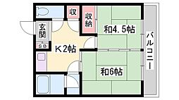 さつき荘No.2 2Kの間取図画像