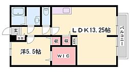サンフォーレストA棟 1LDKの間取図画像