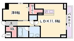 さくら三左衛門堀 1LDKの間取図画像