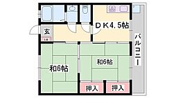 龍野ハイツ 2DKの間取図画像