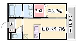ケイレジデンスウエスト 1LDKの間取図画像