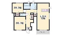 ハイムサカキ 2LDKの間取図画像