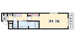 アリュール 1Kの間取図画像