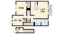 ユウハイツ3 2LDKの間取図画像