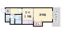 ハイツエーアンドエム中地南町 1Kの間取図画像