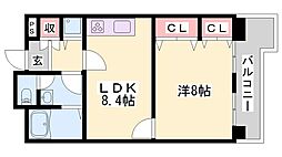 ホーユウパレス姫路広畑 1LDKの間取図画像