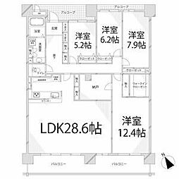 キャッスルコート東雲 4LDKの間取図画像