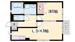 レトアKei 1LDKの間取図画像