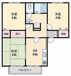 カモメヴィラ 3DKの間取図画像