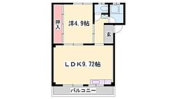 大森第二ビル 1LDKの間取図画像