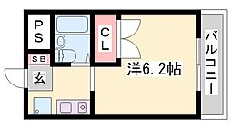 ハートピア姫路 1Kの間取図画像
