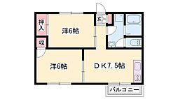 ファミールコーポ 2DKの間取図画像