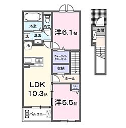 シンシア 2LDKの間取図画像