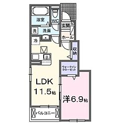 シンシア 1LDKの間取図画像