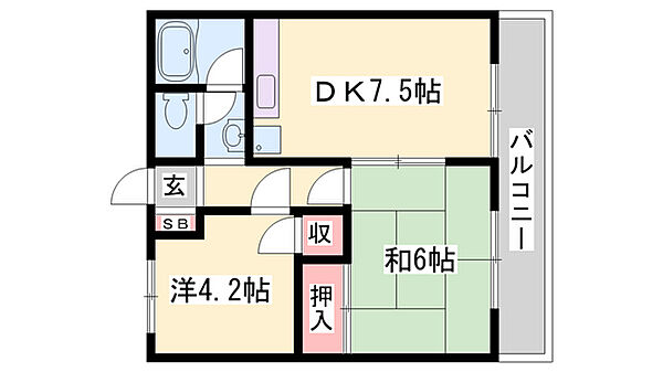 塚本ハイツ ｜兵庫県姫路市北夢前台1丁目(賃貸アパート2DK・2階・41.73㎡)の写真 その2