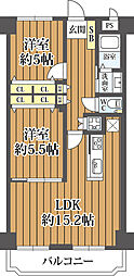 天神橋ホワイトハイツ 2LDKの間取図画像