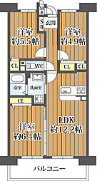 リバーサイドコープ長柄 3LDKの間取図画像