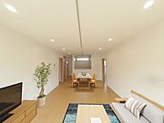 【リビング】建物28.68坪、間取り3SLDKの平屋。 住宅性能評価を取得。お気軽にお問い合わせください（CG合成で家具を配置したイメージです）