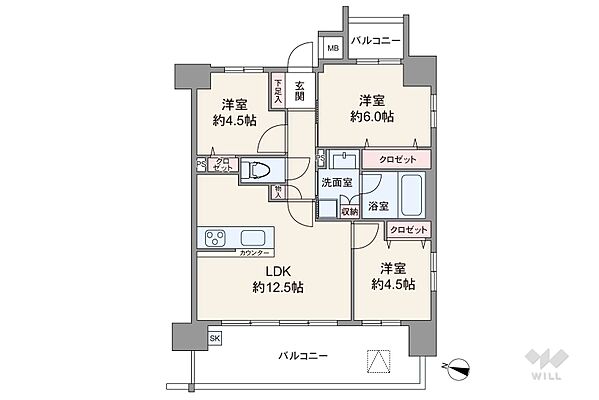 間取り プレサンスロジェ栄パークサウス 12階/-