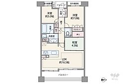 ザ・パークハウス白壁三丁目 3LDKの間取図画像