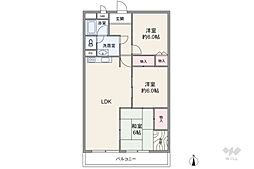 パレス松蔭 3LDKの間取図画像