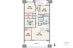 セントラルガーデン・レジデンス徳川明倫町西棟 3SLDKの間取図画像