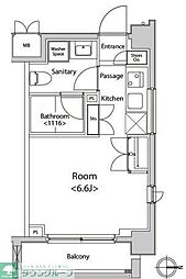 カスタリア菊川 ワンルームの間取図画像