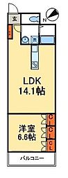 グランカーサ浅草 1LDKの間取図画像