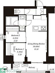 フレンシア御徒町 2LDKの間取図画像