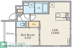 Alivis東日暮里 1LDKの間取図画像