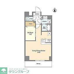 足立区谷在家2丁目マンション 1LDKの間取図画像