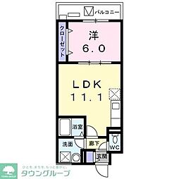 ヴェルヴェーヌ 1LDKの間取図画像