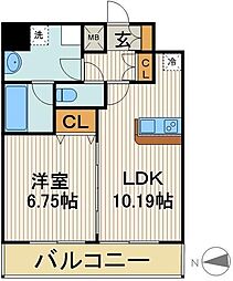 クレスト南千住 1LDKの間取図画像