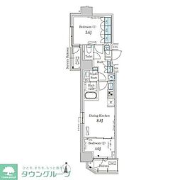 ParkAxis錦糸町WEST 2DKの間取図画像