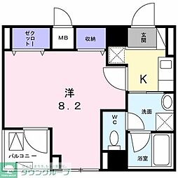 ヴェルデセゾン 1Kの間取図画像