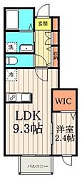 ドゥ・ヴィラージュ2 1LDKの間取図画像