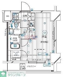 レガリス亀戸 1Kの間取図画像