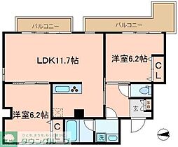エクシード根岸アメニティーレジデンス 2LDKの間取図画像