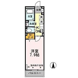 ビクロス 1Kの間取図画像