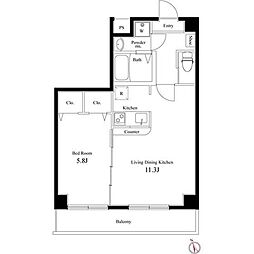 ラヴィエント浅草言問 1LDKの間取図画像