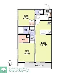 フォレストメゾンクリエウエスト 2LDKの間取図画像