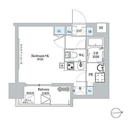 ディームス蔵前 ワンルームの間取図画像