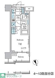 ParkAxis浅草・田原町 1Kの間取図画像