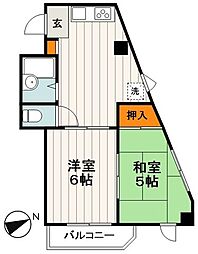 丹羽ビルメゾン・ムーヴェル 2DKの間取図画像
