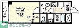 C3P3千歳 1Kの間取図画像