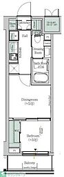 ONEROOFResidence木場West 1DKの間取図画像