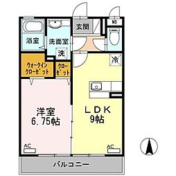 サンフレールA 1LDKの間取図画像