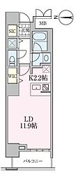ロイヤルパークスタワー南千住 1Kの間取図画像