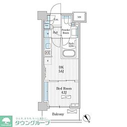 パークアクシス門前仲町テラス 1DKの間取図画像